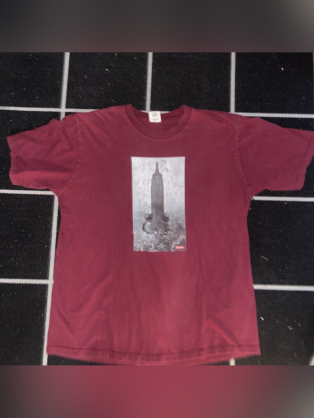 Supreme Mike Kelley The Empire State Building Tee Burgundy SZ LG GUC